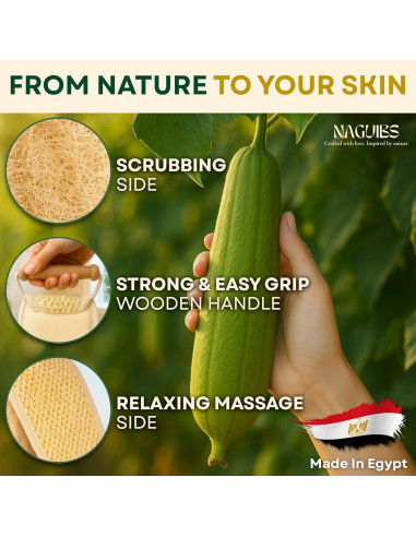 Esponja de Loofah Natural Egipcia 2 en 1 con Mango Exfoliante