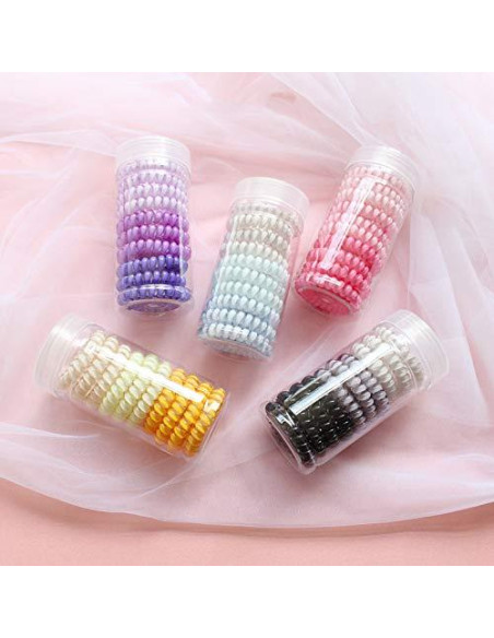 10 Bandas de Cabello Espirales Elásticas Canjoyn Rosa