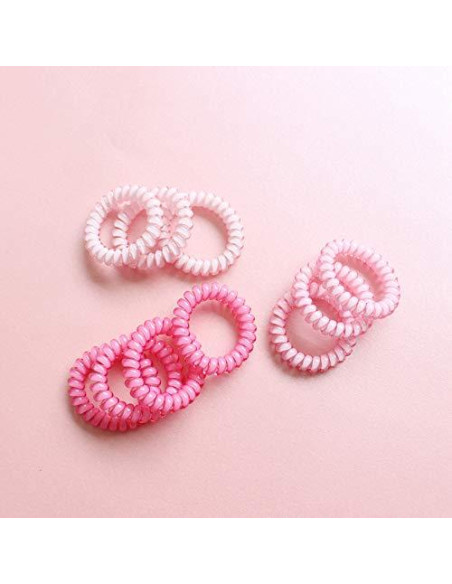 10 Bandas de Cabello Espirales Elásticas Canjoyn Rosa