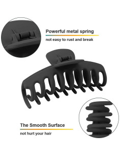Clips de Garra Grandes Negros WHAVEL - 6 Piezas para Cabello 2