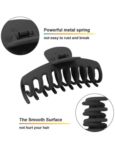 Clips de Garra Grandes Negros WHAVEL - 6 Piezas para Cabello