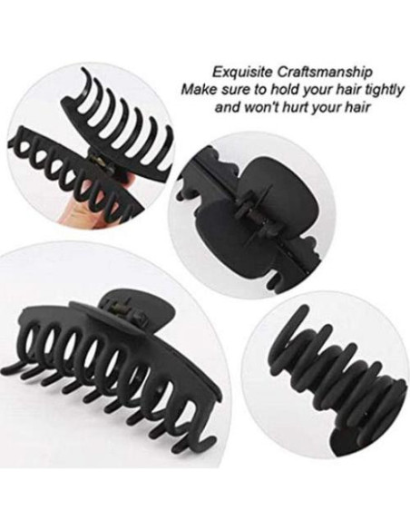 Clips de Garra Grandes Negros WHAVEL - 6 Piezas para Cabello