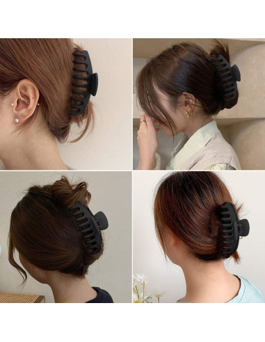 Clips de Garra Grandes Negros WHAVEL - 6 Piezas para Cabello