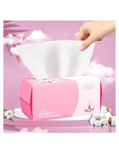 Toalla Facial Desechable Hsxfl 100% Algodón 100 Hojas 20x20 cm