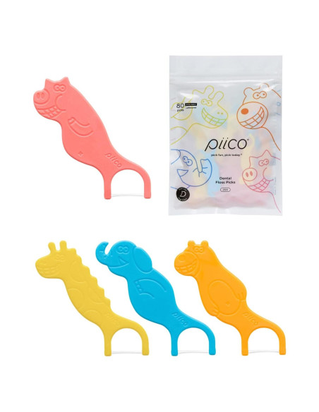 Hilo Dental Sin Sabor Piico para Niños - 80 Unidades Zoo