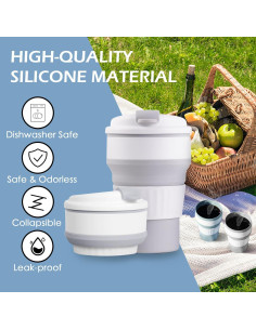 Tazas Plegables 1st Heaven de Silicona 12 oz para Viajar - 2PCS 2