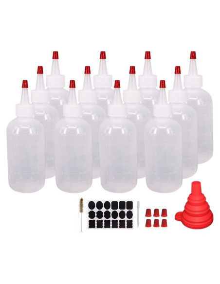 Paquete de 12 Botellas de Squeeze 180ml Belinlen con Tapas Rojas