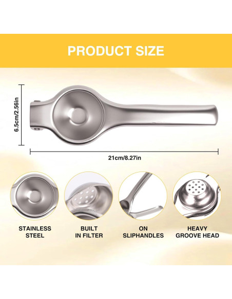 Exprimidor de Limón LOGJAM 3 Pcs Acero Inoxidable y Manual