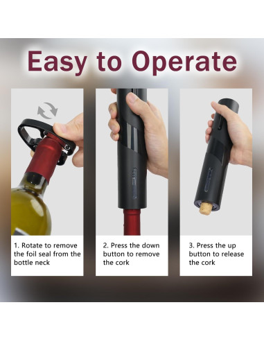 Abridor de Vino Eléctrico Aieeop 5 en 1 Recargable Negro
