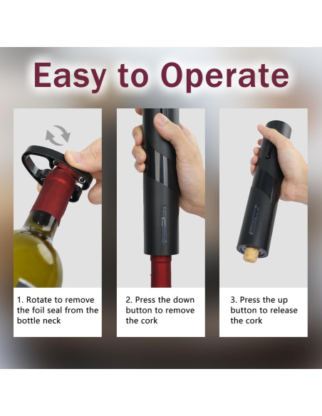 Abridor de Vino Eléctrico Aieeop 5 en 1 Recargable Negro