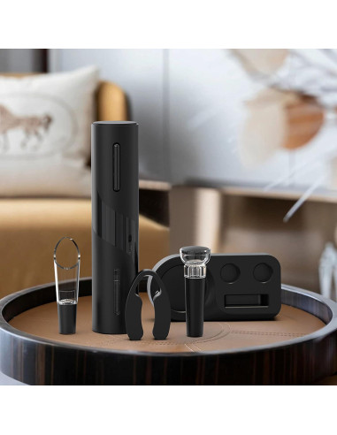 Abridor de Vino Eléctrico Aieeop 5 en 1 Recargable Negro