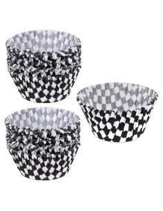 200 Forros de Cupcake Hmxpls Rayas Blancas y Negras 17.5cm