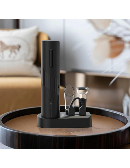 Abridor de Vino Eléctrico Aieeop 5 en 1 Recargable Negro