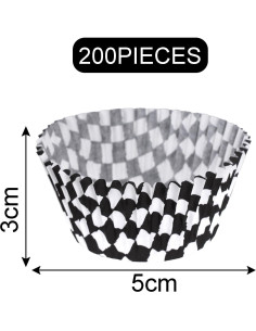 200 Forros de Cupcake Hmxpls Rayas Blancas y Negras 17.5cm 2