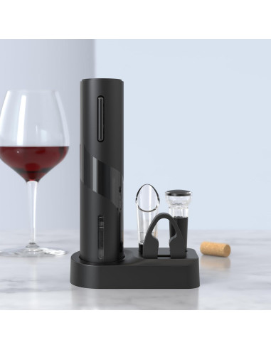 Abridor de Vino Eléctrico Aieeop 5 en 1 Recargable Negro
