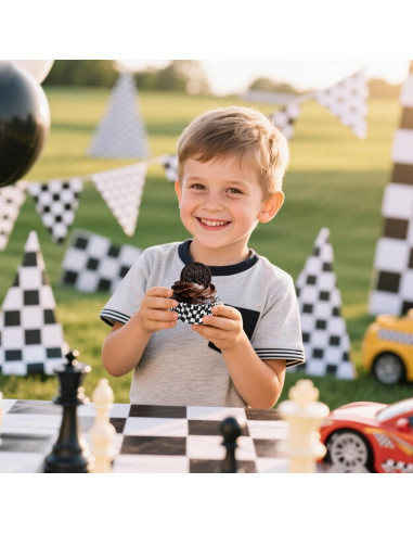 200 Forros de Cupcake Hmxpls Rayas Blancas y Negras 17.5cm