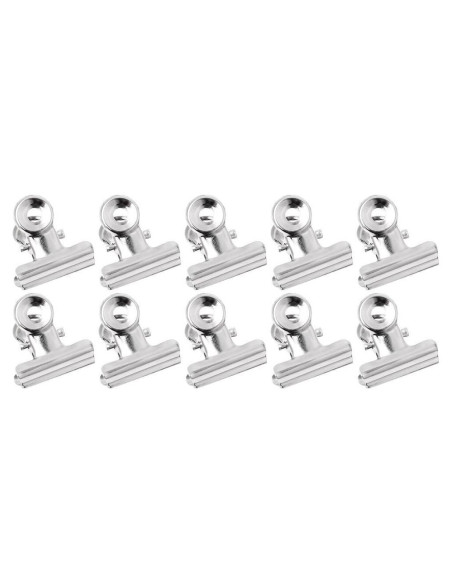 10 Clips de Agarre Bulldog Acero Inoxidable Tebatu 2.2cm