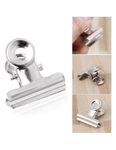 10 Clips de Agarre Bulldog Acero Inoxidable Tebatu 2.2cm