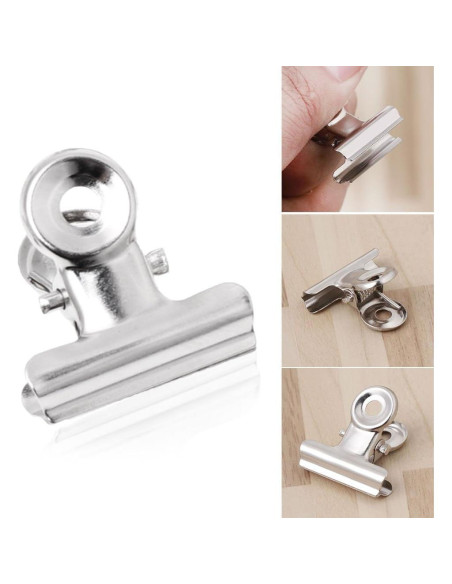 10 Clips de Agarre Bulldog Acero Inoxidable Tebatu 2.2cm