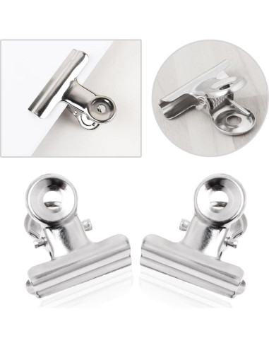 10 Clips de Agarre Bulldog Acero Inoxidable Tebatu 2.2cm