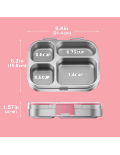 Caja de Almuerzo Bento G.a HOMEFAVOR 800 ml Rosa 4 Compartimentos 2