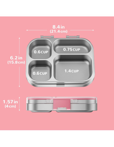 Caja de Almuerzo Bento G.a HOMEFAVOR 800 ml Rosa 4 Compartimentos