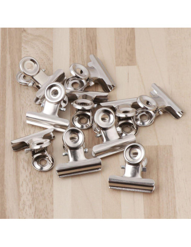 10 Clips de Agarre Bulldog Acero Inoxidable Tebatu 2.2cm