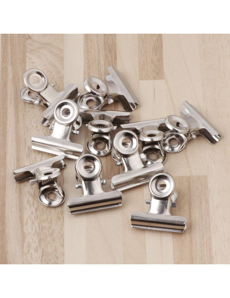 10 Clips de Agarre Bulldog Acero Inoxidable Tebatu 2.2cm