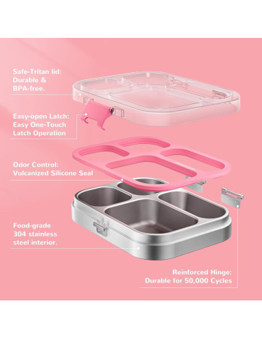 Caja de Almuerzo Bento G.a HOMEFAVOR 800 ml Rosa 4 Compartimentos