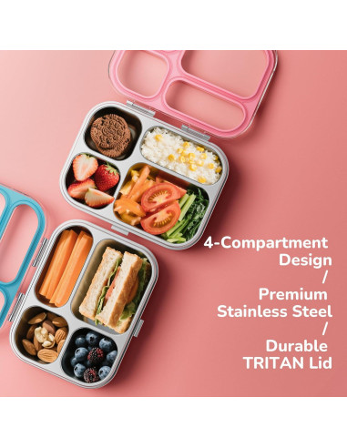 Caja de Almuerzo Bento G.a HOMEFAVOR 800 ml Rosa 4 Compartimentos