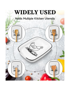 Soporte para Cucharas de Cerámica WSLCHOVE Pollo Divertido 14.73x11.37cm 2
