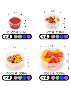 16 Contenedores de Almacenamiento de Alimentos AWTBDP - BPA Free 2