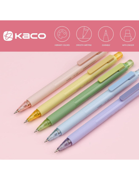 Juego de Lápices Mecánicos Kaco 0.5 mm Pastel 5 Piezas