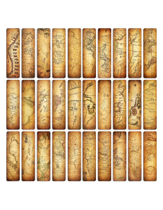 30 Marcadores de Libros Vintage GSCWLD - Mapa Retro 15x4 cm