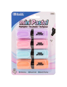 Marcadores Fluorescentes BAZIC Pastel Punta Cincel 4 Piezas