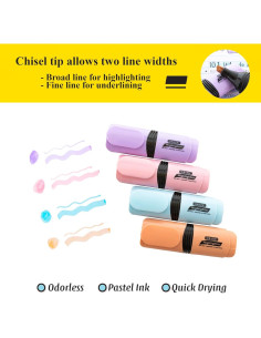 Marcadores Fluorescentes BAZIC Pastel Punta Cincel 4 Piezas 2