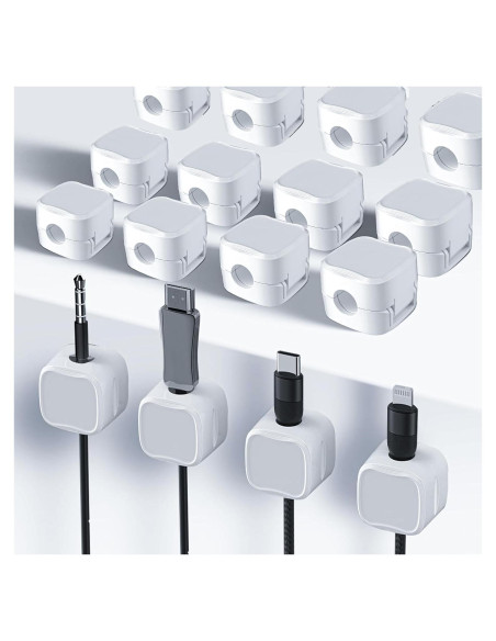 Organizador de Cables MCOTOP 12 PCS Adhesivo Blanco 0.68 cm