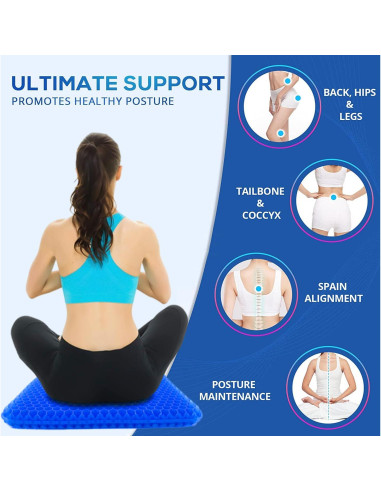 Cojín de Gel Premium Helishy para Silla - Alivio Espalda y Coccix