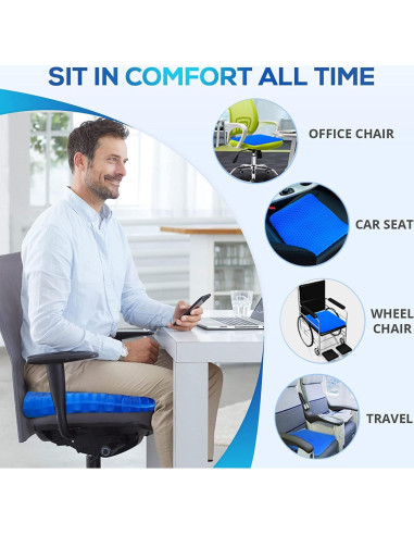 Cojín de Gel Premium Helishy para Silla - Alivio Espalda y Coccix