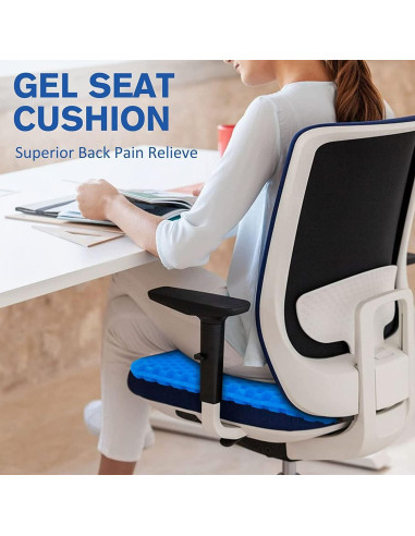 Cojín de Gel Premium Helishy para Silla - Alivio Espalda y Coccix