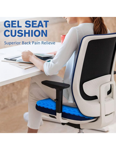Cojín de Gel Premium Helishy para Silla - Alivio Espalda y Coccix
