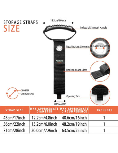 Correas de Almacenamiento Apromisith 43/56/71 cm Alta Resistencia