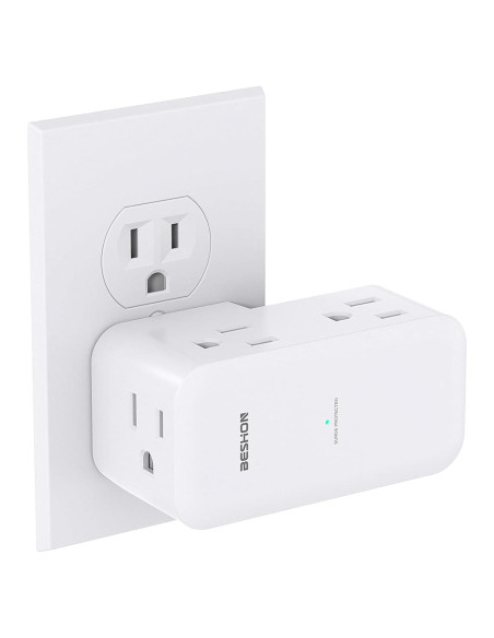 Extensor de Enchufe BESHON 6 AC con Protector 900J Giratorio