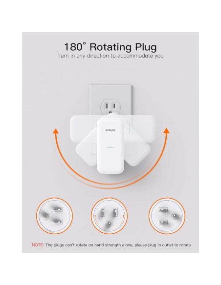 Extensor de Enchufe BESHON 6 AC con Protector 900J Giratorio