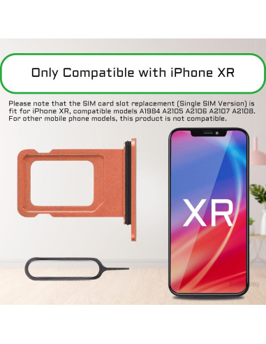 Bandeja de Tarjeta SIM Coral para iPhone XR - Reemplazo A1984 A2105 A2106 A2107 A2108