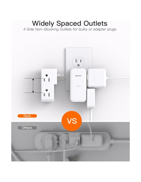 Extensor de Enchufe BESHON 6 AC con Protector 900J Giratorio