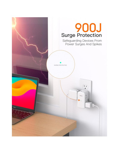 Extensor de Enchufe BESHON 6 AC con Protector 900J Giratorio