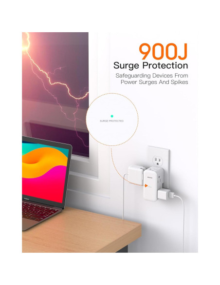 Extensor de Enchufe BESHON 6 AC con Protector 900J Giratorio