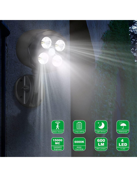 Luz de Sensor de Movimiento Yuyotrre 12W 600 Lúmenes Exterior