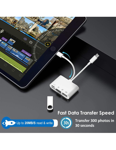 Lector de Tarjetas SD USB-C y Lightning Ceotsak 4 en 1